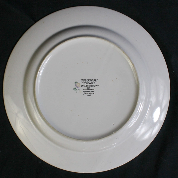 Lot of 2 Vintage Farberware Stoneware Dinner Plates English Garden 225 Kitchen