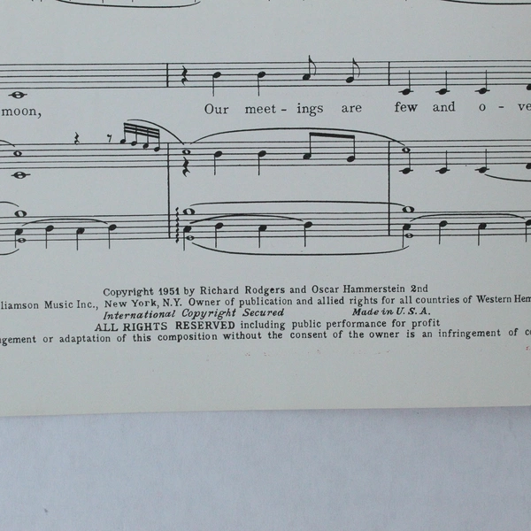 We Kiss In A Shadow The King and I Vintage Sheet Music Rodgers Hammerstein 1951