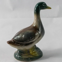 Vintage Handcrafted Duck Figurine Green Brown Collectible Made in Brazil 6.25"