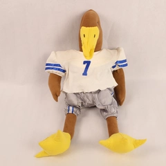 Stuffed Plush Football Duck #7 21" Brown Yellow Blue Uniform Fans Pre-Owned