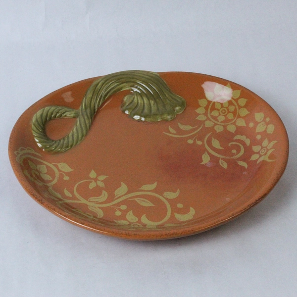 Fresh Decor 14 Inch Ceramic Fall Oval Platter with Pumpkin Design