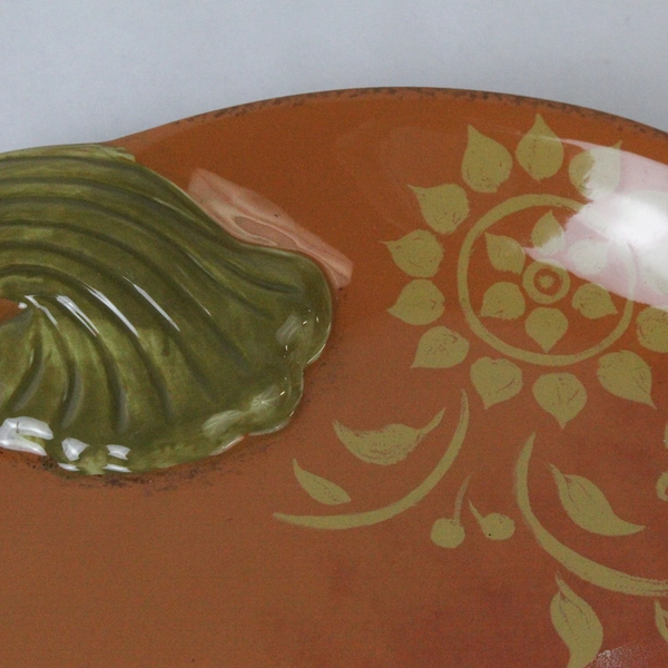 Fresh Decor 14 Inch Ceramic Fall Oval Platter with Pumpkin Design