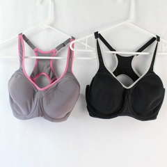 Lot of 2 Unbranded Black and Gray Hook Closure Wired Bras Women's 38D
