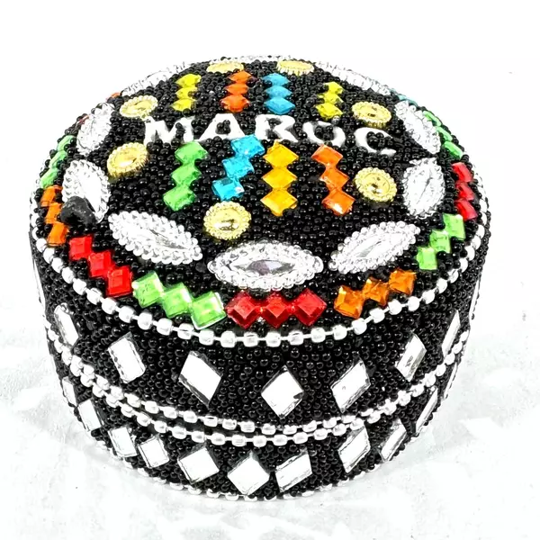 Bejeweled Silver Maroc Metal Nesting Trinket Box Set 3 Pieces