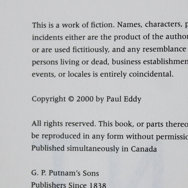 Flint by Paul Eddy 2000 G.P. Putnam's Sons Publishing HC Fiction Thriller