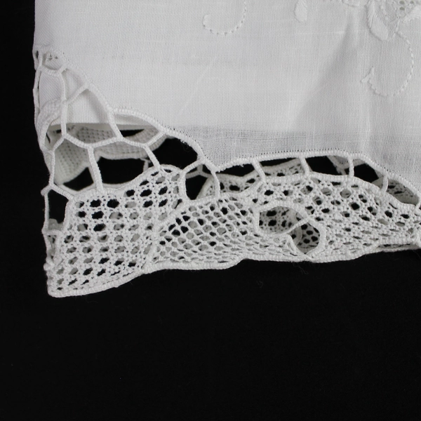 Lot of 2 White Embroidered Lace Curtains & 2 Pillowcases for Fabric Cutters