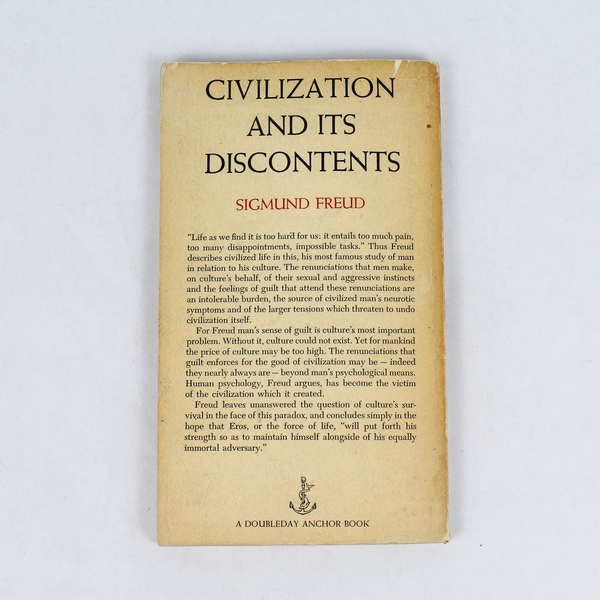 Civilization and Its Discontents by Sigmund Freud 1958 PB DoubleDay Anchor Book