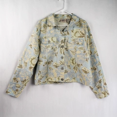 Bill Blass Floral Button-Up Jacket Light Blue Women's XL Pre-Owned