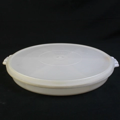 Vintage Tupperware Divided Relish Veggie Container Handles White 13in 224-18
