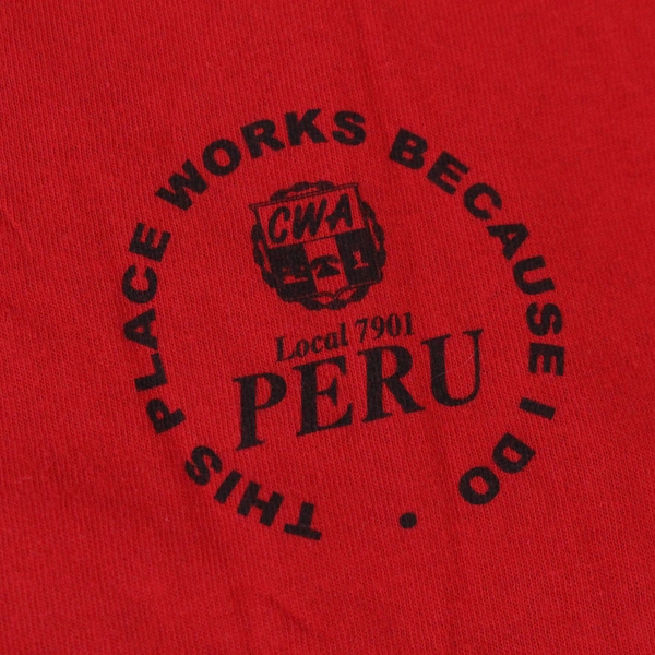 Union Line Peru Union Strength T Tee Shirt Men's Size L Red Short Sleeves