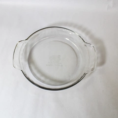 Vintage Anchor Ovenware Deep Pie Plate 9" Glass 1 Quart with Handles