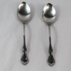Lot of 2 Vintage Reed & Barton Stainless Serving Spoons Camelot Pattern