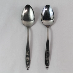 Set of 2 Vintage Oneida Community Stainless Serving Spoon My Rose 8 Inch Floral