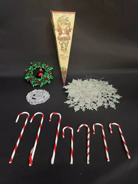 Lot of 21 Assorted Christmas Ornaments Candy Canes Snowflakes Wreath Dove