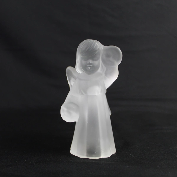 Lot of 3 Frosted Glass Angel Candle Holders with Instruments Decor