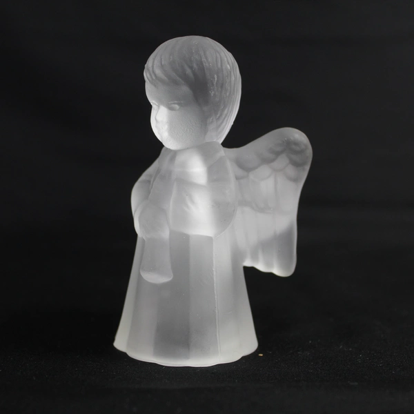 Lot of 3 Frosted Glass Angel Candle Holders with Instruments Decor