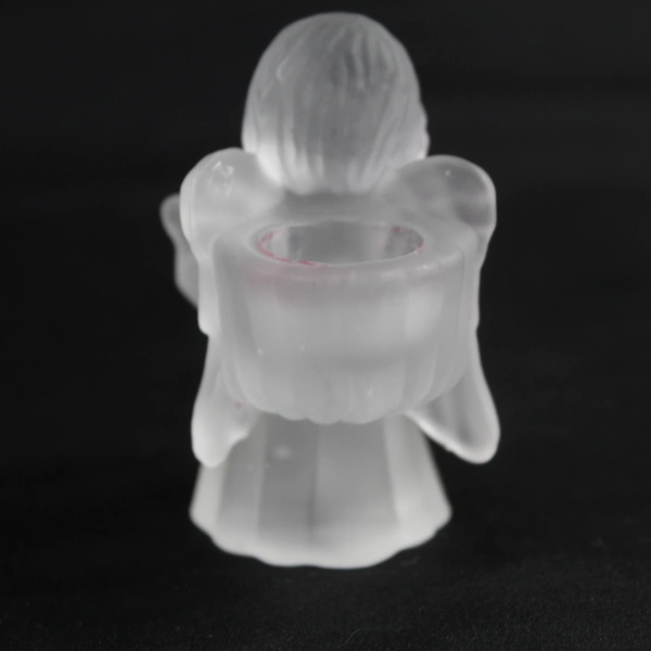 Lot of 3 Frosted Glass Angel Candle Holders with Instruments Decor