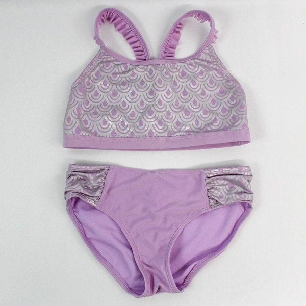 Cat & Jack 2 Piece Swimsuit Girls Size Large 10/12 Lake Beach Pool Mermaid Scale