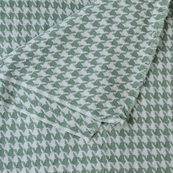 Houndstooth Suiting Fabric Blanket 42" Wide Cotton Linen 2 3/4 Yard White Celery