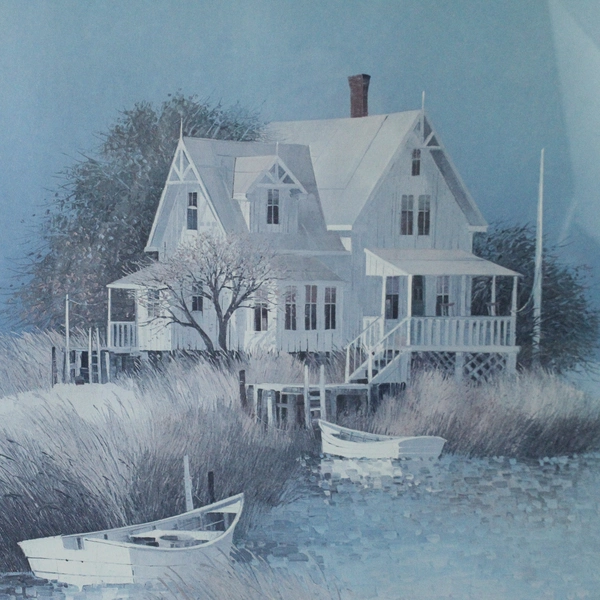 Albert Swayhoover Signed Framed Art Print Little Bay Island 28x33 Inch