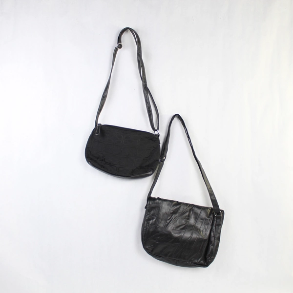 Lot of 2 Black Crossbody Handbags Purses Adjustable Straps Silver Hardware