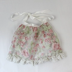 Sheer White Lace Fantasy Lingerie with Pink Roses Queen Size Apron