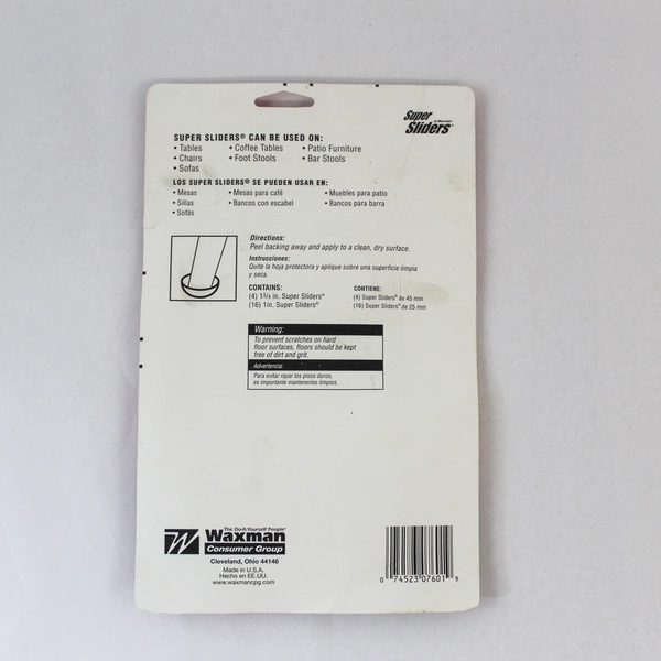 Waxman Unopened Package Super Sliders 4 1 3/4in 16 1in Furniture Accessory 7601