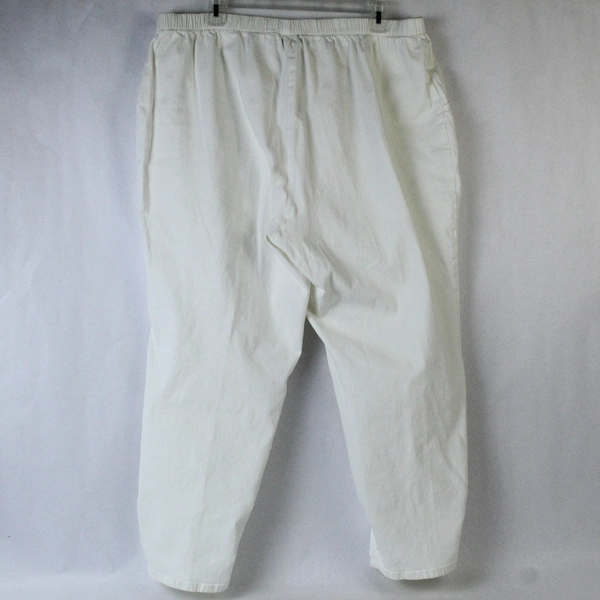 Denim & Co Pants Women's Plus Size P2X White Solid Pattern Elastic Waist