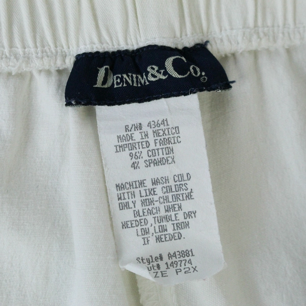Denim & Co Pants Women's Plus Size P2X White Solid Pattern Elastic Waist