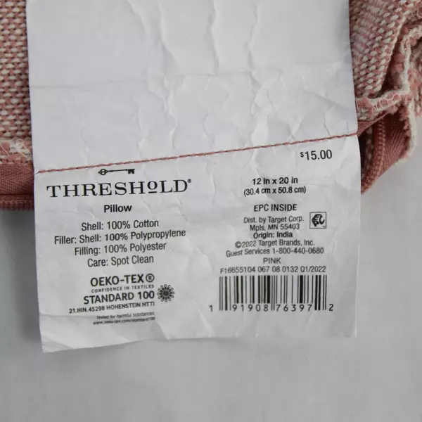 Threshold Set of 2 Pink Pillow Shams Covers 12x20 Zip Closure Home Decor