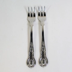 Lot of 2 Vintage Alco Korea Stainless Steel Cocktail Forks Shell Handle
