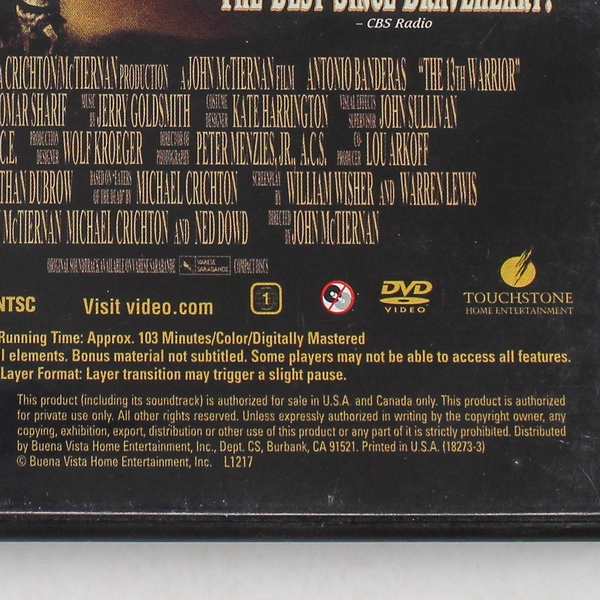 The 13th Warrior DVD Touchstone Oliver Sveinall Mischa Hausserman Clive Ru