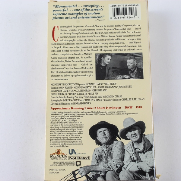 Red River VHS 1990 MGM UA Restored Director's Cut John Wayne Black and White