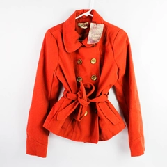 Paris Blues Retro Women's Red Collared Button Up Corduroy Jacket Size L NWT