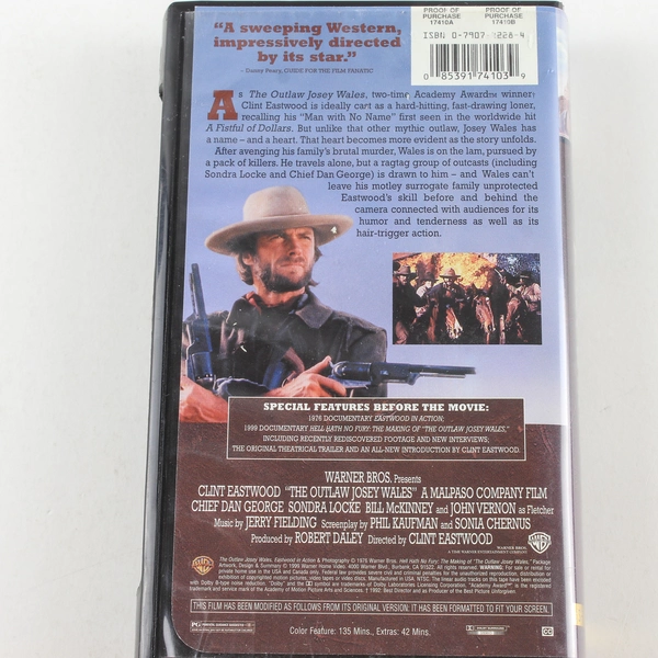The Outlaw Josey Wales VHS 1999 Warner Bros Special Edition Clint Eastwood