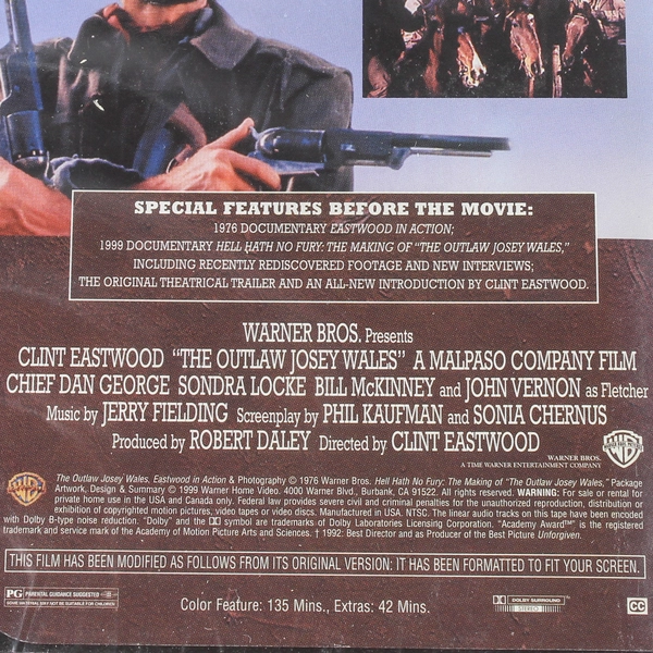 The Outlaw Josey Wales VHS 1999 Warner Bros Special Edition Clint Eastwood
