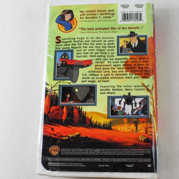 The Iron Giant VHS 1999 Clamshell Rated PG Family Classic Movie Robots