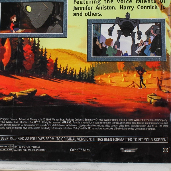 The Iron Giant VHS 1999 Clamshell Rated PG Family Classic Movie Robots