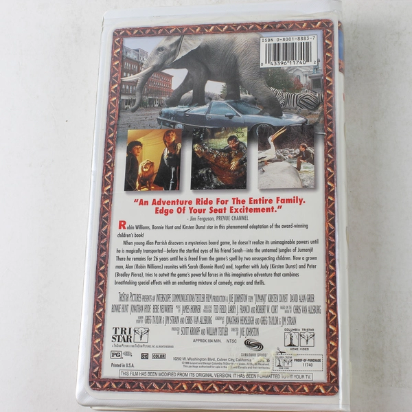 Jumanji VHS 1996 Clamshell TriStar Pictures Robin Williams Rated PG Family
