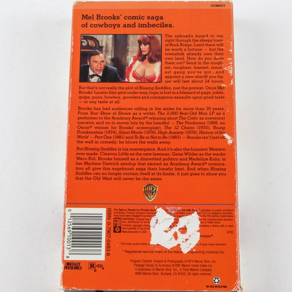 Blazing Saddles VHS 1991 Warner Home Video Gene Wilder Mel Brooks