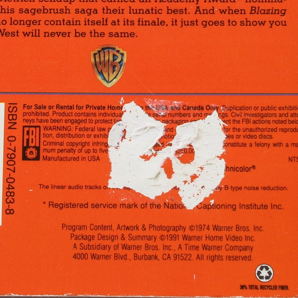 Blazing Saddles VHS 1991 Warner Home Video Gene Wilder Mel Brooks