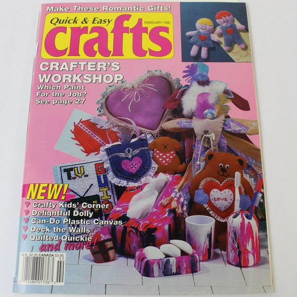 Quick and Easy Crafts Feb 1992 Valentines Themed Arts and Crafts Gifts Magazine