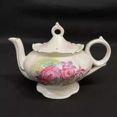 Vintage Lefton Pink Rose Musical Teapot Plays Slow