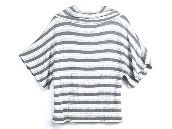Lou Grey Pullover Cowl Neck Collar Shirt Top Women's Size S Gray White Stripe 