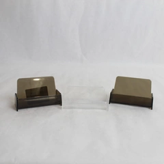 Lot of 3 Acrylic Business Card Holders Brown & Clear Desk Stands