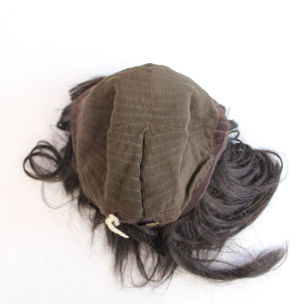 Kaneka Modacrylic Wig Dark Chocolate Brown Black Bangs Halloween Theater Play