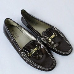Anne Klein Iflex Shoes Flats Women's Size 7.5M Brown Slip On Casual Shiny