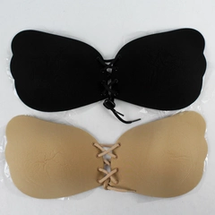 Set of 2 Black and Nude Stick-On Strapless Adhesive Bras Cup Size D