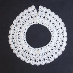 White Crochet Button Closure Dress Collar 10.5 Inches