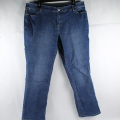CJ Banks Women's Blue Straight Leg Mid Rise Elastic Waistband Jeans Size 14W